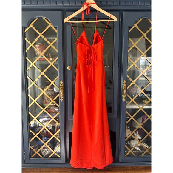 Jason Wu Ruched slip dress orange satin y2k small midi - Picture 3 of 8